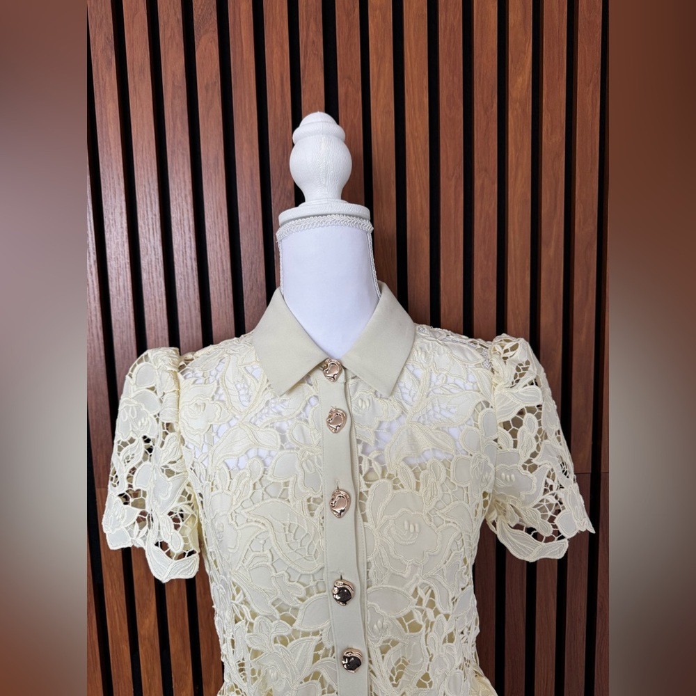 Self-Portrait Yellow Lace Midi Dress - Picture 5 of 9